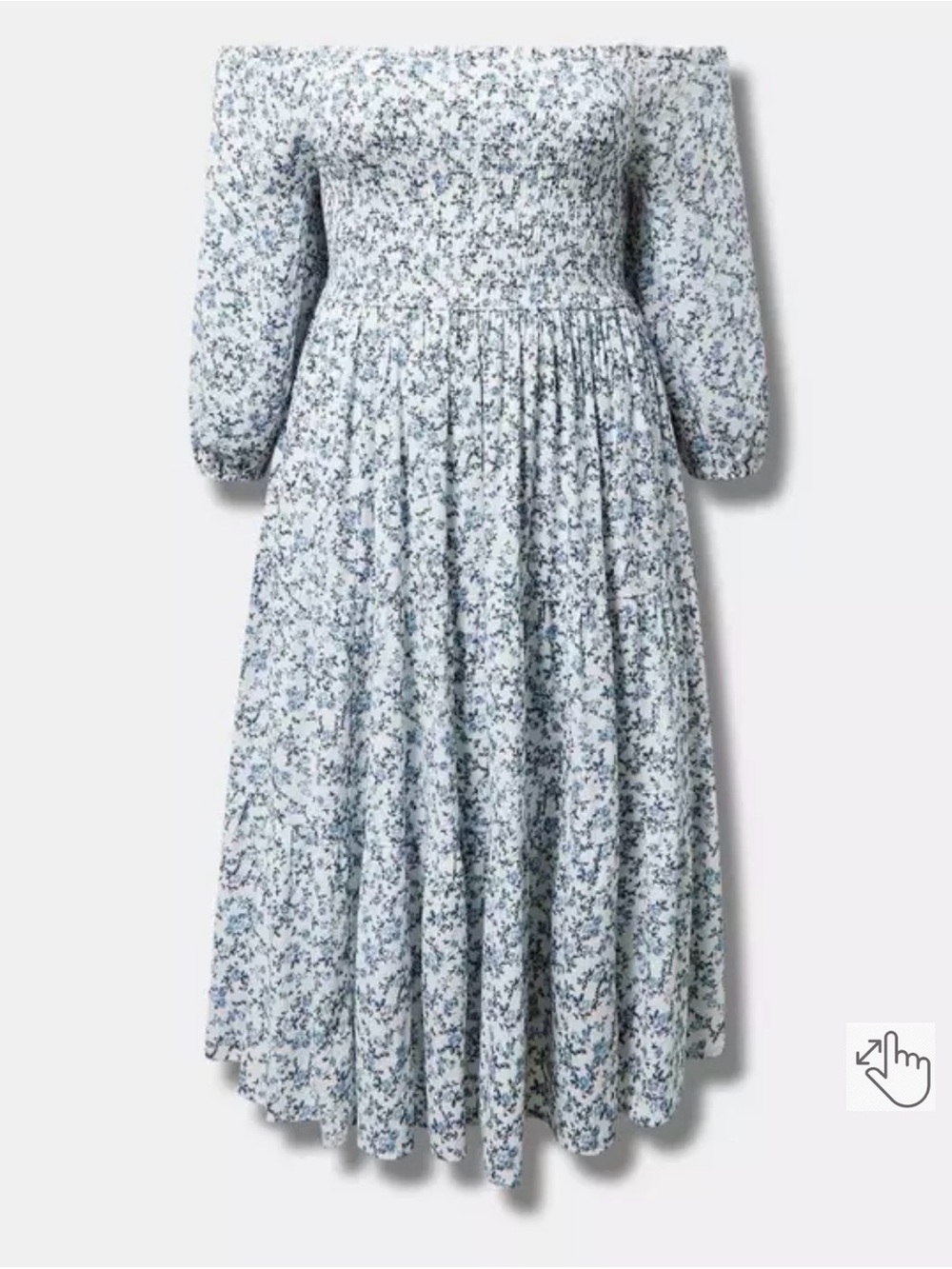 torrid Blue Floral Smocked Midi Dress